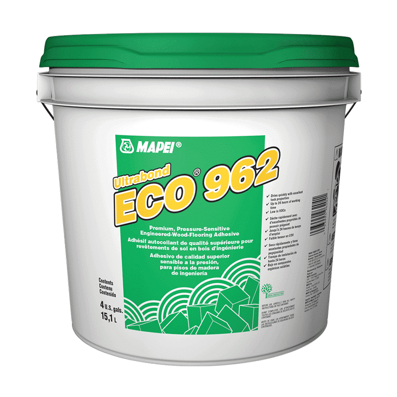 ECO962 Pressure Sensitive Adhesive • Spread Rate: 500 - 740 SF/Pail - 4 GAL