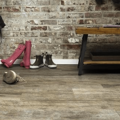 Durable LVP floors in a mudroom