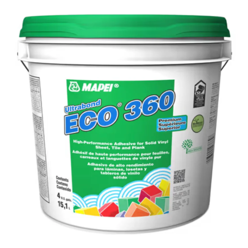 ECO360 Premium Adhesive • Spread Rate:740-900 SF/Pail•Heavy Comm - 4 GAL
